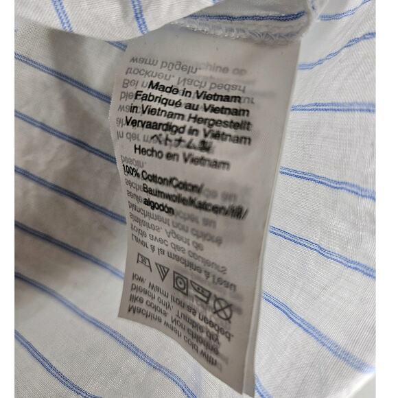 J Crew Mercantile Women's Short Sleeve V-Neck Blue Stripp Button Up Top Size XS - Picture 6 of 6